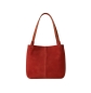 Preview: SHOPPER BAG SUEDE CHILI RED us Veloursleder mit viel Stauraum und Kurzgriffen